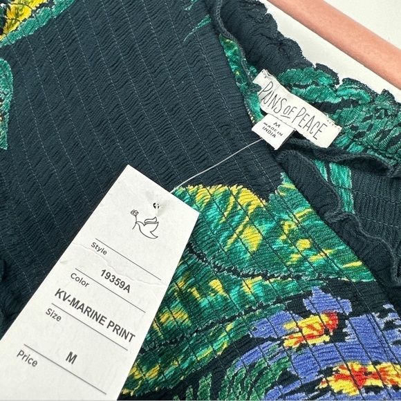 Patrons of Peace Dress Size Medium Boho Hippie Ruched Anthro On/off Shoulder - Picture 2 of 5